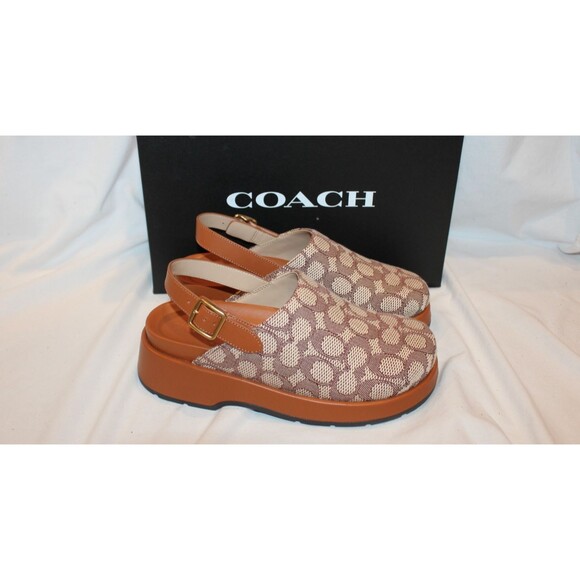 Coach Shoes - Coach Women's Sculpted C Signature Logo Platform Clogs Cocoa Amber Sz 8 NIB